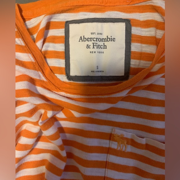 Abercrombie and Fitch orange striped t-shirt - Picture 3 of 4